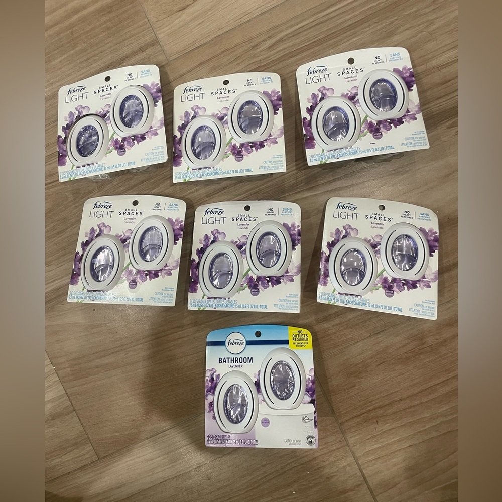 (7) Febreze LIGHT SMALL SPACES / Bathroom Odor Eliminator  Freshener ~ LAVENDER